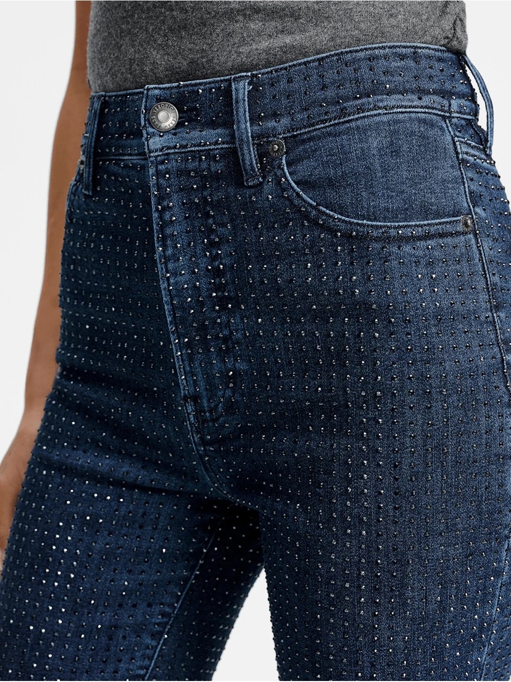 Veronica Beard Beverly Rhinestone Skinny-Flare Jean - Picture 7 of 14
